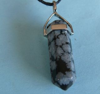 Snowflake Obsidian Double Point Pendant